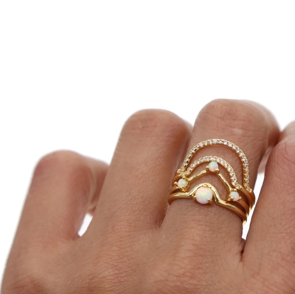 Jewelry - SOLDGorgeous 4 piece Vermeil Opal Ring